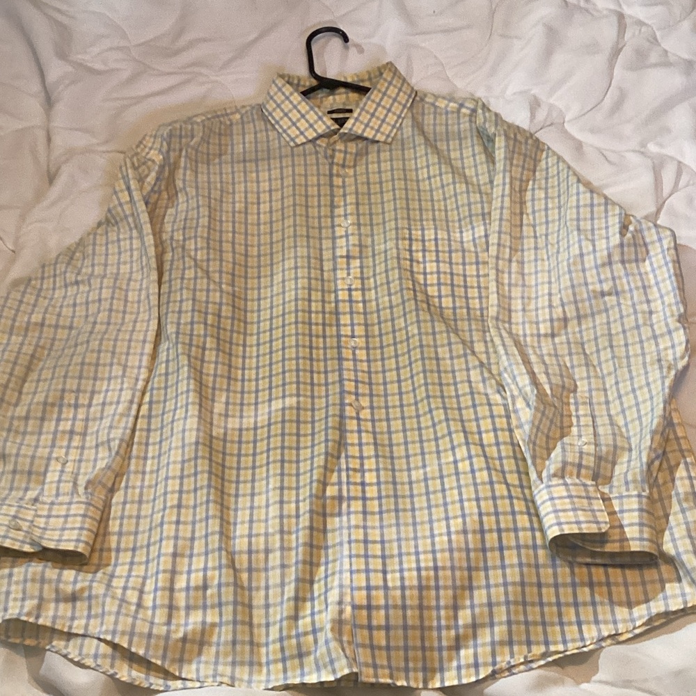 Pronto Uomo Yellow and Blue Plaid Shirt